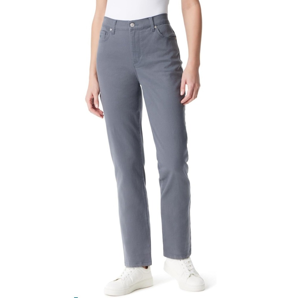 Gloria Vanderbilt Amanda Straight High Rise Twill Jeans Grey Dusk 16S NWT